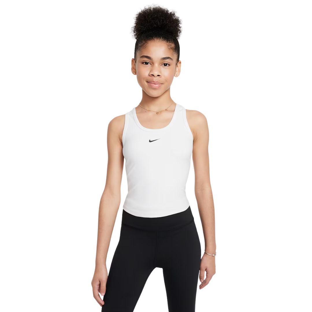 Nike One Fitted Girls Dri-FIT Tank Top White